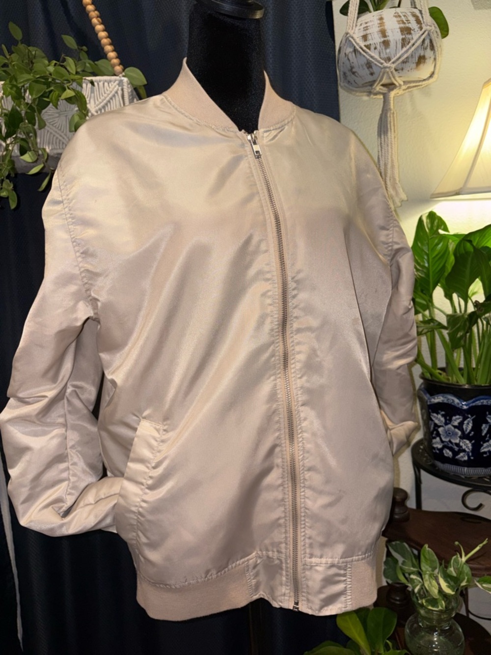 Stylish Bomber Jacket by JACKSON Beige SMALL